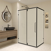 RGW Classic Душевой уголок 100х80х185h см, Easy Clean, стекло матовое 6 мм, цвет: черный матовый 350904608-24