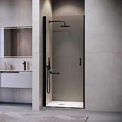 RGW Leipzig Душевая дверь в нишу, Easy Clean, 90х195h см, стекло прозрачное 6 мм, цвет: черный мат. 351200309-14