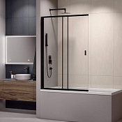 RGW Screens Шторка на ванну, Easy Clean 100х150h см, стекло прозрачное 4 мм, цвет: черный матовый 03114010-14