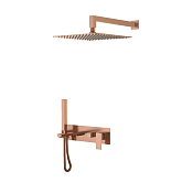Boheme Qubic Душевой комплект встр.- смеситель, излив, верхний и ручной душ, цвет: brushed bronze 474-BRB