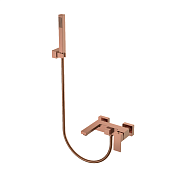 Boheme Qubic Смеситель для ванны накладной, руч. душ, шланг 150, излив 18,5 см, цвет: copper brushed 473-CB