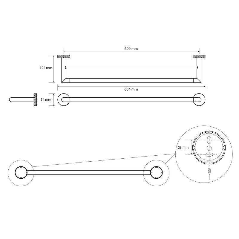 Bemeta Stella Полотенцедержатель двойной 65,4 см, подвесной, цвет: хром 166204052
