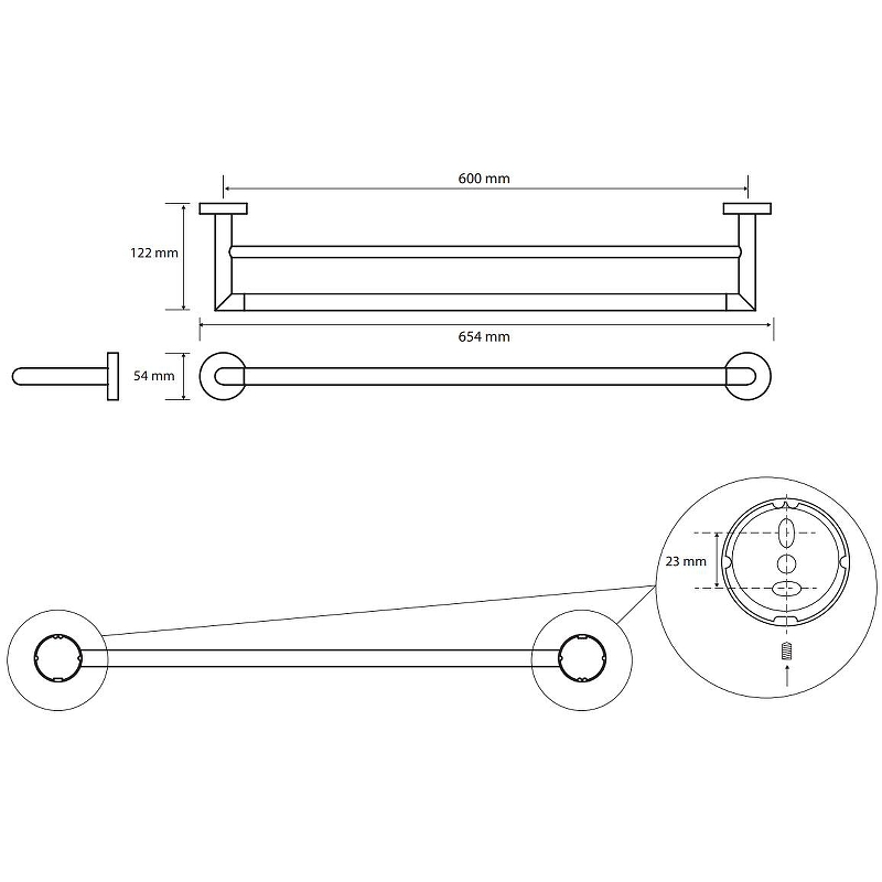 Bemeta Obla Полотенцедержатель двойной 65,4 см, подвесной, цвет: хром 165204052