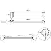 Bemeta Obla Полотенцедержатель двойной 65,4 см, подвесной, цвет: хром 165204052