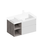 Kerama Marazzi Cubo Тумба под раковину 87,8x47x47,5h см, два ящика, цвет: белый матовый/древесный CUB.90Rh\WHT.M