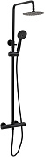 Allen Brau Eclipse Душевая стойка: термостат, ручн. душ, шланг, верхний душ 30 см, цвет: черный мат 5.E1A11-31