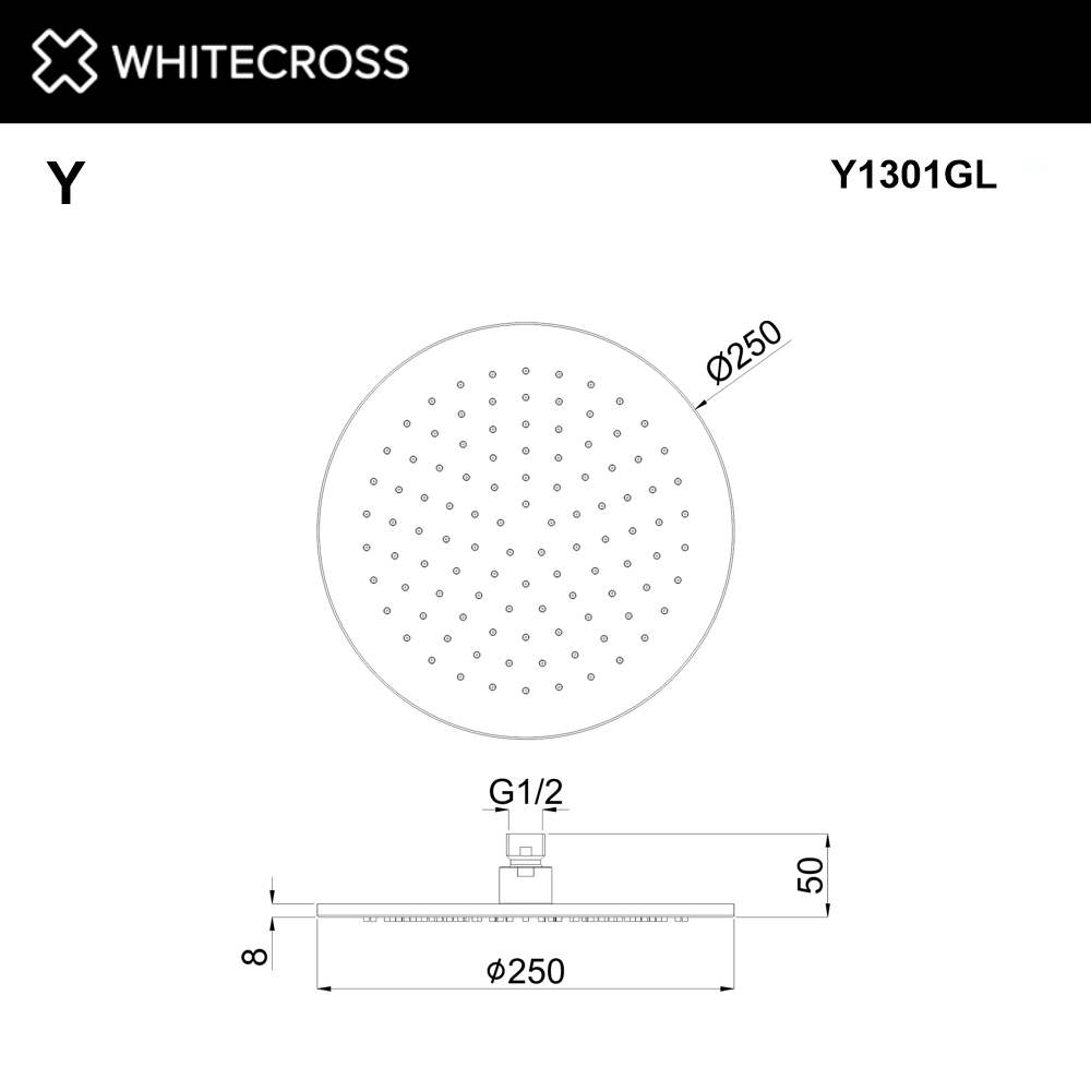 Whitecross Y Верхний душ круглый d25 см, цвет: золото глянцевое Y1301GL