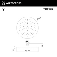 Whitecross Y Верхний душ круглый d25 см, цвет: никель брашированный Y1301NIB
