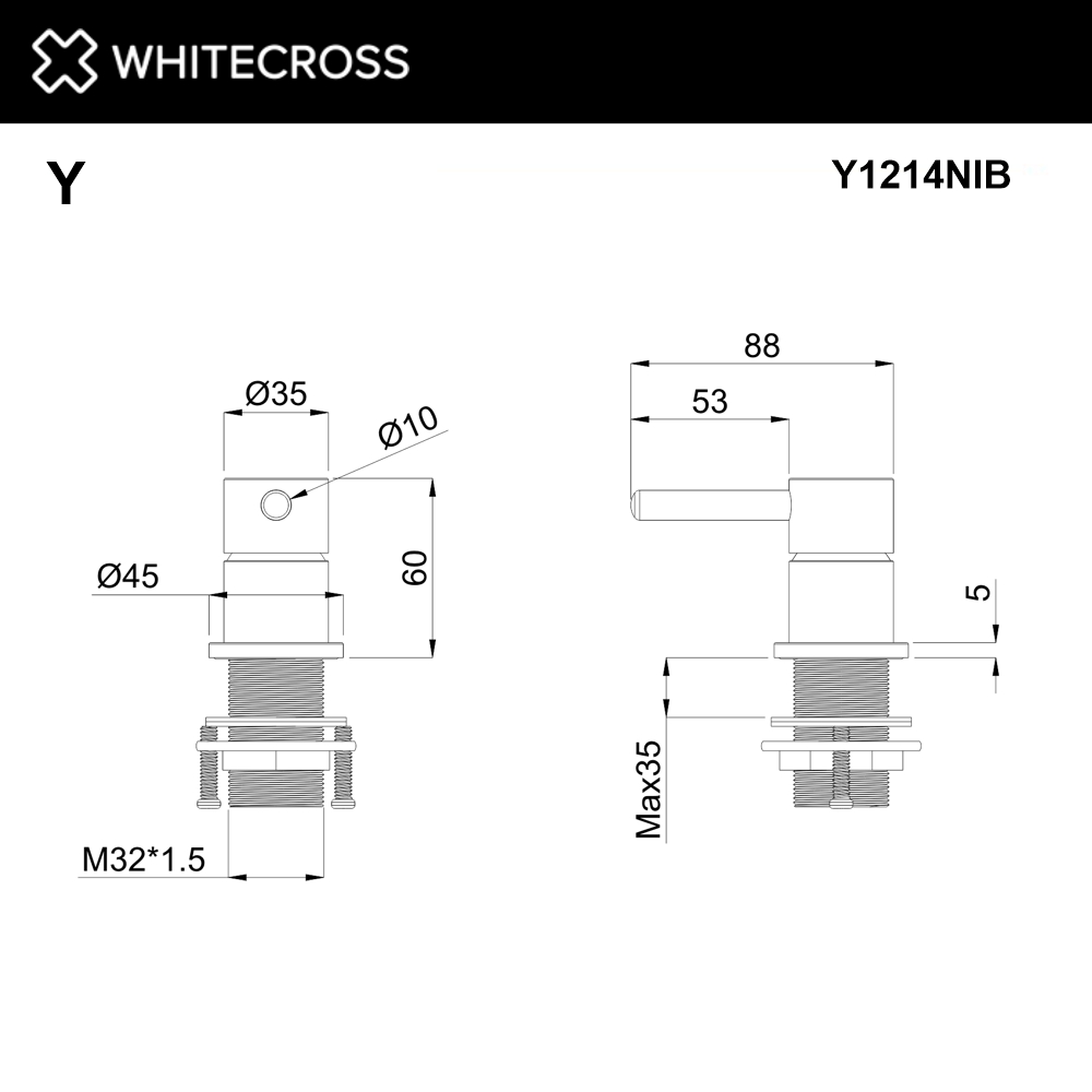 Whitecross Y Смеситель для раковины без излива, цвет: никель брашированный Y1214NIB