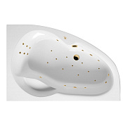 Excellent Newa Ванна гидромассажная правая Ultra 160x95 см, акрил, цвет: белый глянец, фурн. золото WAEX.NEP16.ULTRA.GL