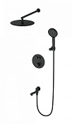 Wonzon & Woghand Душевой комплект встр: термостат, верхний и ручной душ, шланг, цвет: черный мат. WW-88929010-MB