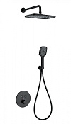 Wonzon & Woghand Душевой комплект встр: термостат, верхний и ручной душ, шланг, цвет: черный мат. WW-D2017-A-MB