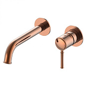 Wonzon & Woghand Tor Смеситель для раковины встраиваемый, излив 19,2 см, цвет: розовое золото глянец WW-88869073-RG