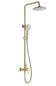 Wonzon & Woghand Душевая стойка: смеситель, верхний и ручной душ, шланг, цвет: брашированное золото WW-A30103-BG