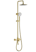 Wonzon & Woghand Click Душевая стойка: смеситель, верхний и ручной душ, шланг,  цвет: брашир. золото WW-N3S962-BG
