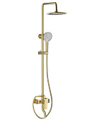 Wonzon & Woghand Душевая стойка: смеситель, верхний и ручной душ, шланг, цвет: брашированное золото WW-AE3354-BG
