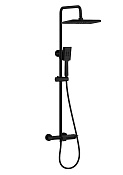 Wonzon & Woghand Душевая стойка: смеситель, верхний и ручной душ, шланг, держ, цвет: черный матовый WW-AE33110-MB
