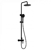 Wonzon & Woghand Душевая стойка: смеситель, верхний и ручной душ, шланг, держ, цвет: черный матовый WW-B2166-A-MB