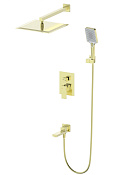 Wonzon & Woghand Cube Душевой комплект встр: смеситель, верхний душ, шланг, цвет: брашир. золото WW-88939016-BG