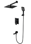 Wonzon & Woghand Cube Душевой комплект встр: смеситель, верхний душ, шланг, цвет: черный матовый WW-88939016-MB
