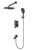 Wonzon & Woghand Fit Душевой комплект встр: смеситель, верхний душ, шланг, цвет: темный графит WW-88939009A-BGM