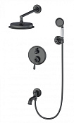 Wonzon & Woghand Steam Душевой комплект встр: смеситель, верхний душ, шланг, цвет: темный графит WW-88939008-BGM
