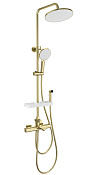 Wonzon & Woghand Solid Душевая стойка: термостат, верхний, ручной и гиг. душ, цвет: брашир. золото WW-C3011-A1-BG