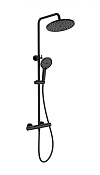 Wonzon & Woghand Inn Душевая стойка: термостат, верхний и ручной душ, шланг, цвет: черный матовый WW-B3013-T1-MB