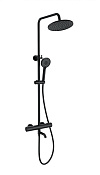 Wonzon & Woghand Inn Душевая стойка: термостат, верхний и ручной душ, шланг, цвет: черный матовый WW-A3006-T1-MB