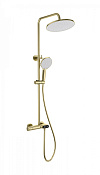 Wonzon & Woghand Muse Душевая стойка: термостат, верхний и ручной душ, шланг, цвет: брашир. золото WW-B2091-A-BG