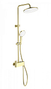 Wonzon & Woghand Muse Душевая стойка: термостат, верхний и ручной душ, шланг, цвет: брашир. золото WW-B3110-BG