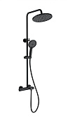 Wonzon & Woghand Muse Душевая стойка: термостат, верхний и ручной душ, шланг, цвет: черный матовый WW-B2091-A-MB