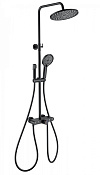 Wonzon & Woghand Muse Душевая стойка: термостат, верхний и ручной душ, шланг, цвет: черный матовый WW-B4113-MB