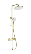 Wonzon & Woghand Neo Душевая стойка: термостат, верхний и ручной душ, шланг, цвет: брашир. золото WW-B3035-A1-BG