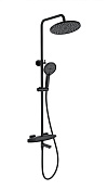 Wonzon & Woghand Neo Душевая стойка: термостат, верхний и ручной душ, шланг, цвет: черный матовый WW-B3035-A2-MB