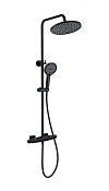 Wonzon & Woghand Neo Душевая стойка: термостат, верхний и ручной душ, шланг, цвет: черный матовый WW-B3045-A-MB