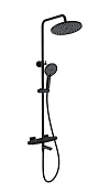 Wonzon & Woghand Neo Душевая стойка: термостат, верхний и ручной душ, шланг, цвет: черный матовый WW-B3046-A1-MB
