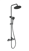 Wonzon & Woghand Душевая стойка: термостат, верхний и ручной душ, шланг, держат, цвет: темный графит WW-C3017-A-BGG