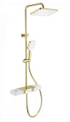 Wonzon & Woghand Душевая стойка: термостат, верхний и ручной душ, шланг, цвет: брашированное золото WW-B3552-BG