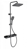 Wonzon & Woghand Душевая стойка: термостат, верхний и ручной душ, шланг, держат, цвет: темный графит WW-B3552-BGG