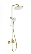 Wonzon & Woghand Solid Душевая стойка: термостат, верхний и ручной душ, шланг,  цвет: брашир. золото WW-C3011-A-BG