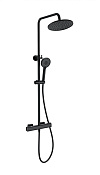 Wonzon & Woghand Stay Душевая стойка: термостат, верхний и ручной душ, шланг, цвет: черный матовый WW-B3051-A-MB