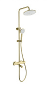 Wonzon & Woghand Stay Душевая стойка: термостат, верхний и ручной душ, шланг, цвет: брашир. золото WW-A3007-T1-BG