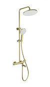 Wonzon & Woghand Душевая стойка: термостат, верхний и ручной душ, шланг, цвет: брашированное золото WW-B3057-A-BG