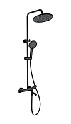 Wonzon & Woghand Душевая стойка: термостат, верхний и ручной душ, шланг, держ, цвет: черный матовый WW-B3057-A-MB
