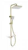 Wonzon & Woghand Душевая стойка: термостат, верхний и ручной душ, шланг, цвет: брашированное золото WW-B3098-A-BG