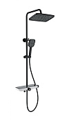 Wonzon & Woghand Душевая стойка: термостат, верхний и ручной душ, шланг, держ, цвет: черный матовый WW-B3098-A-MB
