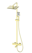 Wonzon & Woghand Душевая стойка: термостат, верхний и ручной душ, шланг, цвет: брашированное золото WW-88739901-BG