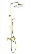 Wonzon & Woghand Душевая стойка: термостат, верхний и ручной душ, шланг, цвет: брашированное золото WW-B3069-BG
