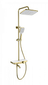 Wonzon & Woghand Душевая стойка: термостат, верхний и ручной душ, шланг, цвет: брашированное золото WW-B3099-A-BG